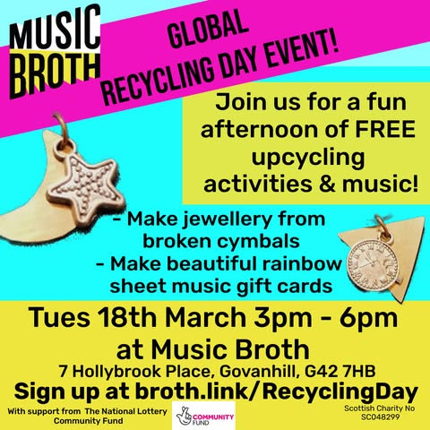Global Recycling Day Upcycling Workshops at Music Broth!