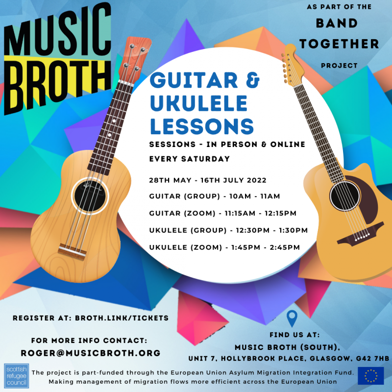 28th May - 16th July - Guitar/Ukulele Lessons - in person or online